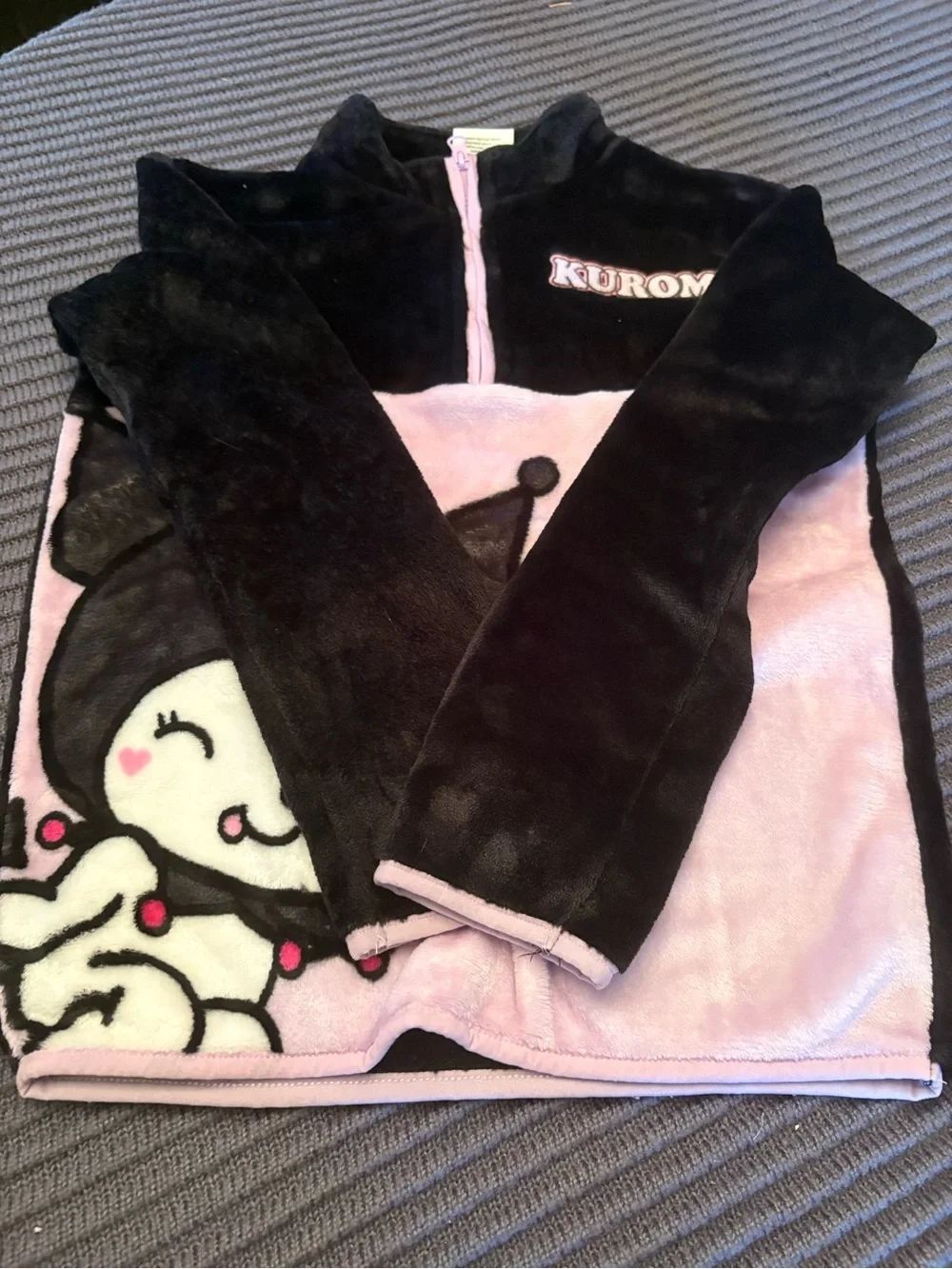 Kuromi Plush Jacket in Pink and Black